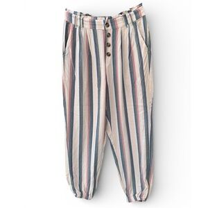 High-Wasted Striped Paperbag Beachy Jogger Pants Size M